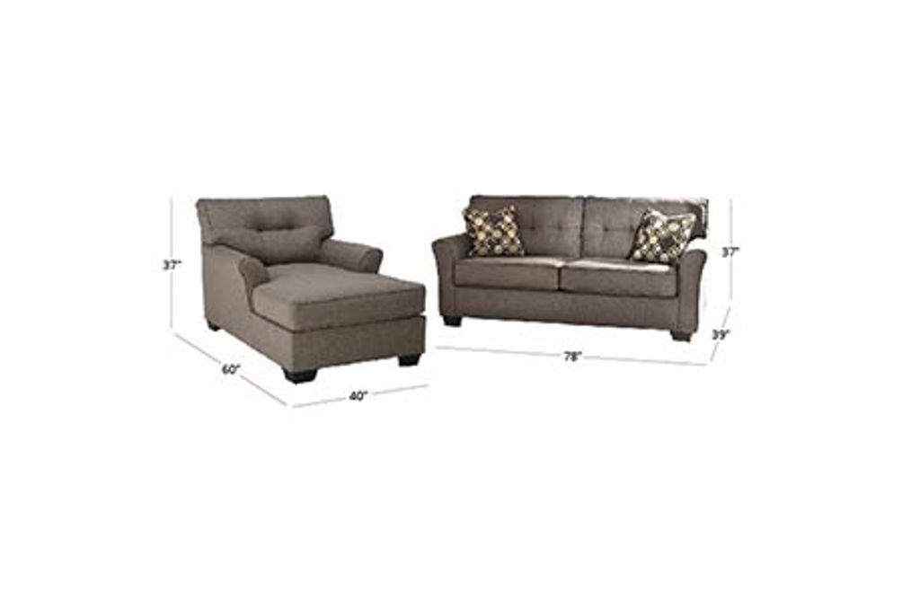 Signature Design by Ashley Tibbee-Slate Sofa and Chaise Dimensions