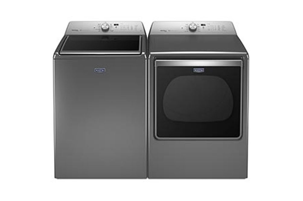 Maytag Metallic Slate 5.3 Cu. Ft. Top-Load Washer and 8.8 Cu. Ft. Front Load Electric Dryer