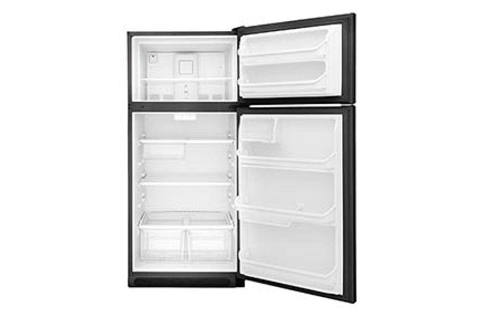 Frigidaire Black 18 Cu. Ft. Top-Freezer Refrigerator Open View Empty