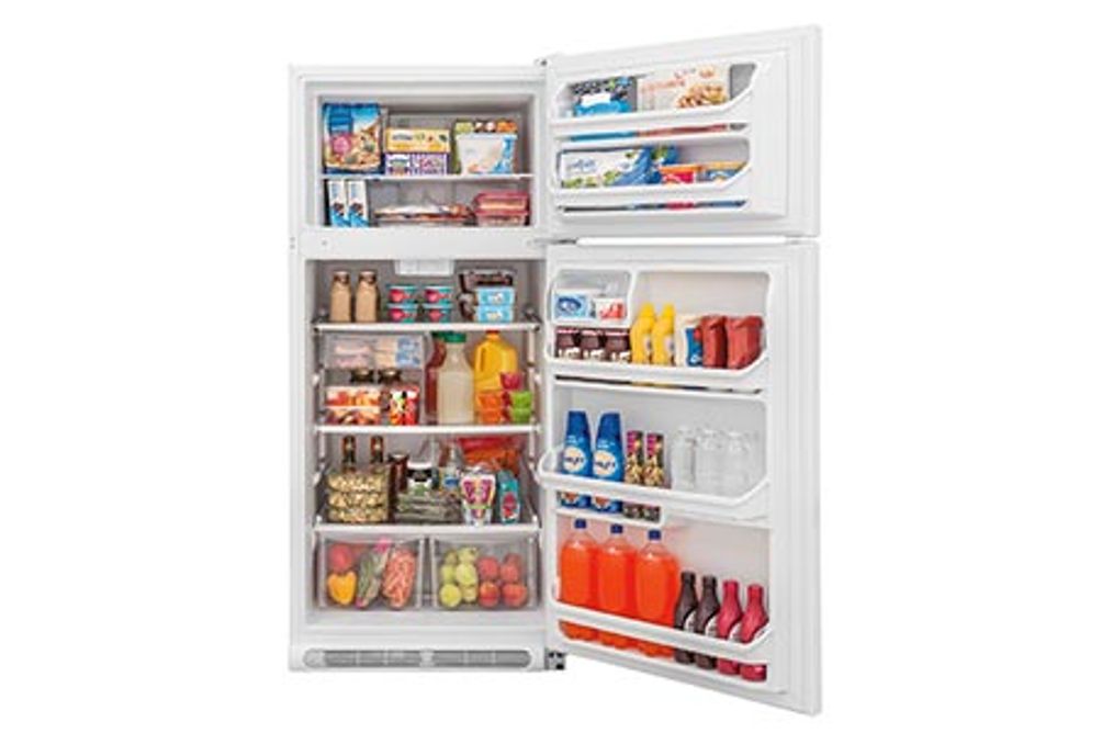 Frigidaire White 18 Cu. Ft. Top-Freezer Refrigerator Open