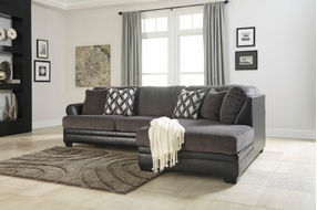 Benchcraft Kumasi-Smoke Sofa Sectional with Chaise Room View