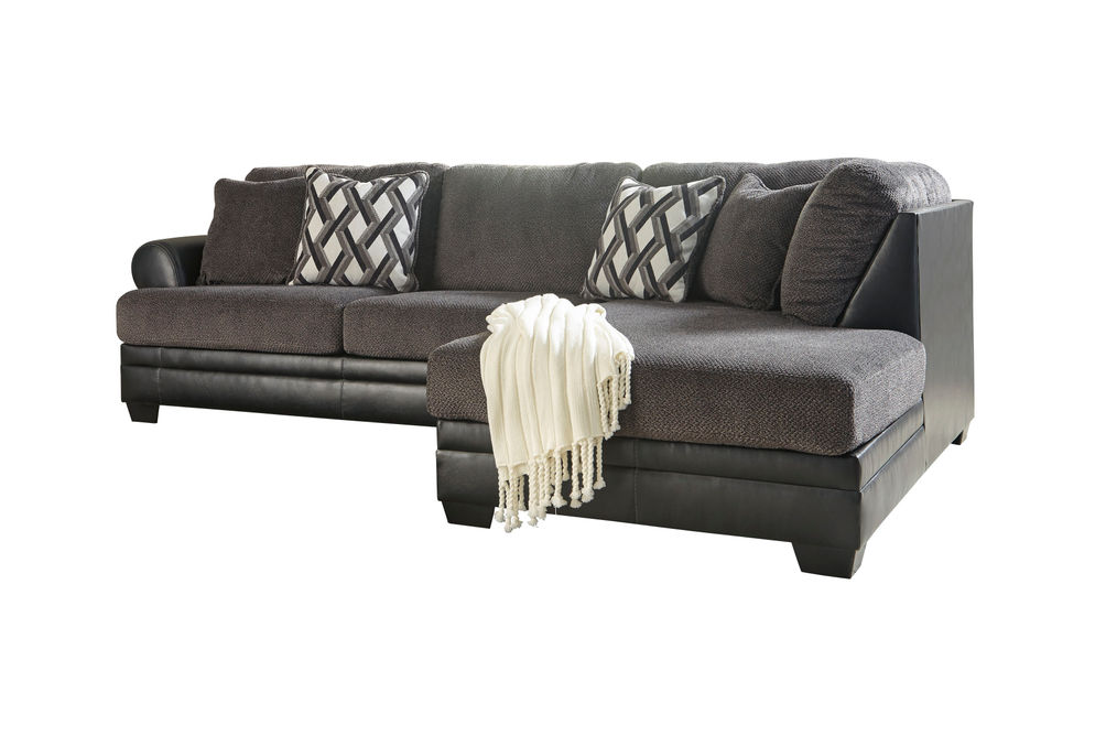 Benchcraft Kumasi-Smoke Sofa Sectional with Chaise 