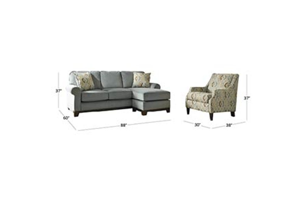 Benchcraft Benld-Marine Chaise Sofa and Accent Chair Dimensions