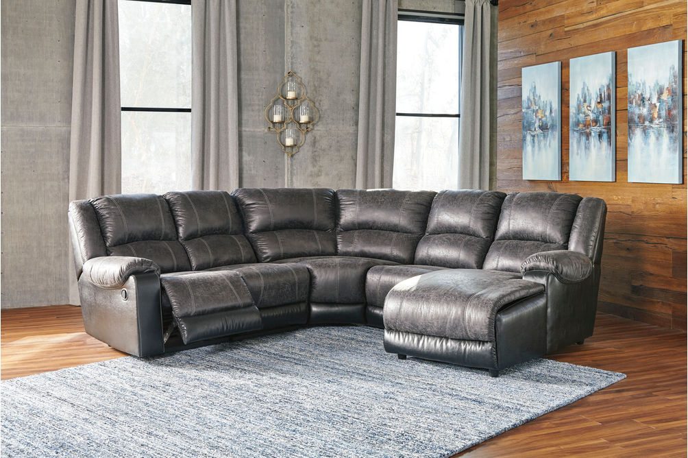 Signature Design by Ashley Nantahala-Slate 5-Piece Sectional with Chaise- Room View