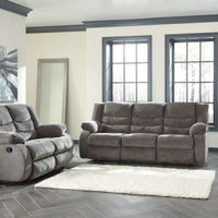 Signature Design by Ashley Tulen-Gray Reclining Sofa and Loveseat- Room View