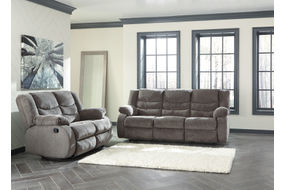 Signature Design by Ashley Tulen-Gray Reclining Sofa and Loveseat- Room View