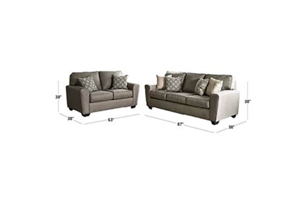 Benchcraft Calicho-Cashmere Sofa and Loveseat Dimensions