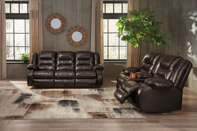 Signature Design by Ashley Vacherie-Chocolate Reclining Sofa and Loveseat- Room View