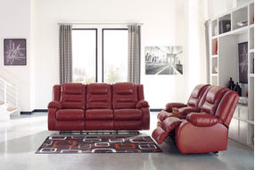 Signature Design by Ashley Vacherie-Salsa Reclining Sofa and Loveseat- Room View