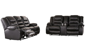 Signature Design by Ashley Vacherie-Black Reclining Sofa and Loveseat