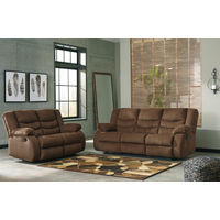 Signature Design by Ashley Tulen-Chocolate Reclining Sofa and Loveseat- Room View