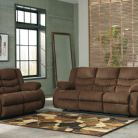Signature Design by Ashley Tulen-Chocolate Reclining Sofa and Loveseat- Room View