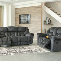 Signature Design by Ashley Capehorn-Granite Reclining Sofa and Loveseat- Room View