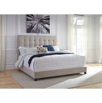 Signature Design by Ashley Dolante Queen Tufted Upholstered Bed - Beige - Sample Room View
