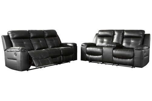 Signature Design by Ashley Kempten-Black Reclining Sofa and Loveseat