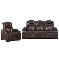 Signature Design by Ashley Warnerton-Chocolate Power Reclining Sofa and Recliner