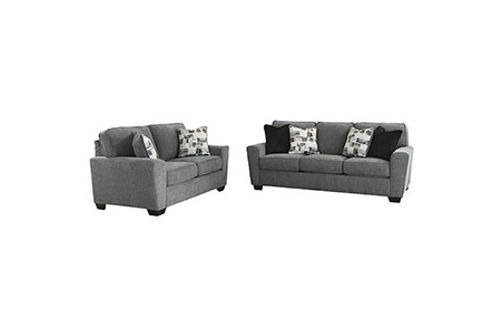 Signature Design by Ashley Waylark-Pewter Sofa and Loveseat