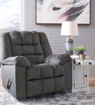 Signature Design by Ashley Drakestone-Charcoal Heat and Massage Rocker Recliner- Room View