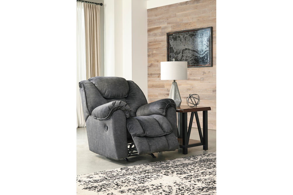 Signature Design by Ashley Capehorn-Granite Rocker Recliner - Reclining View