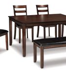 This dining room table set’s wonderfully clean-lined profile is dramatically enriched with a complex, burnished finish loaded with tonal variation and rustically refined character.