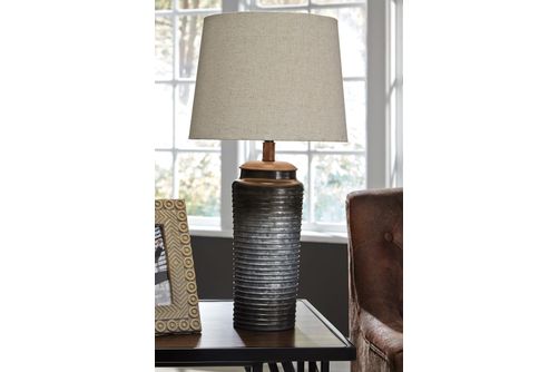 Signature Design by Ashley Norbert Metal Table Lamp Set- Sample Room View