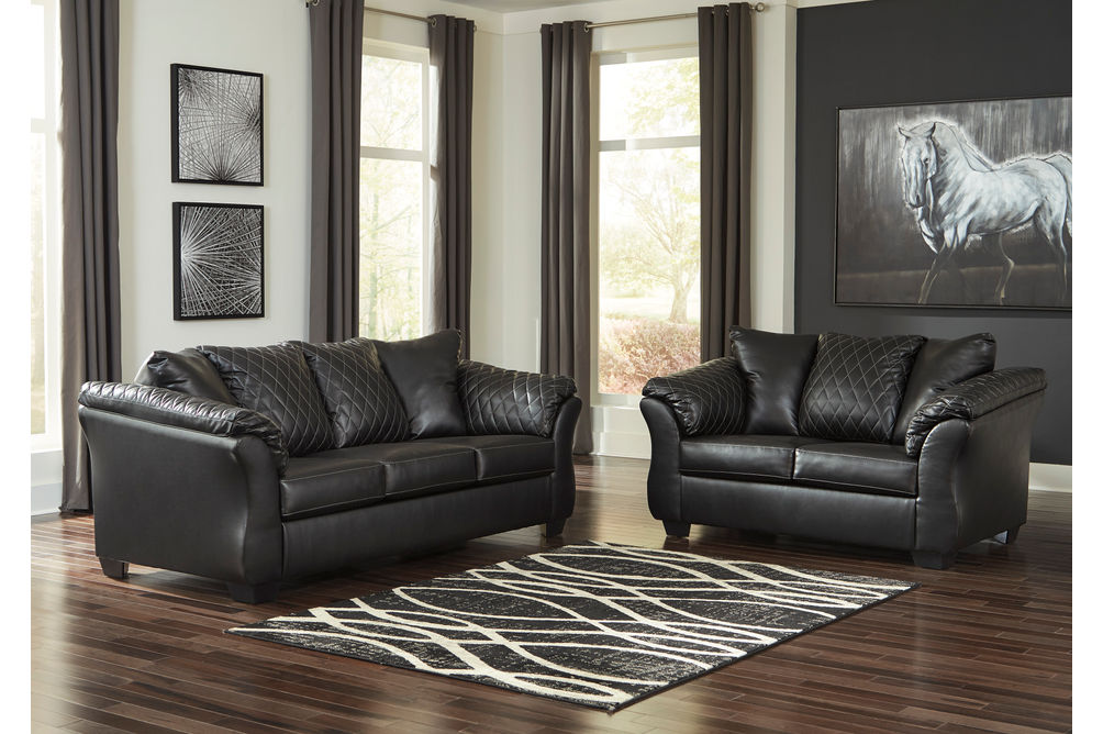 Signature Design by Ashley Betrillo-Black Sofa and Loveseat- Room View