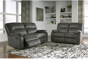 Signature Design by Ashley Bolzano-Slate Reclining Sofa and Loveseat- Room View