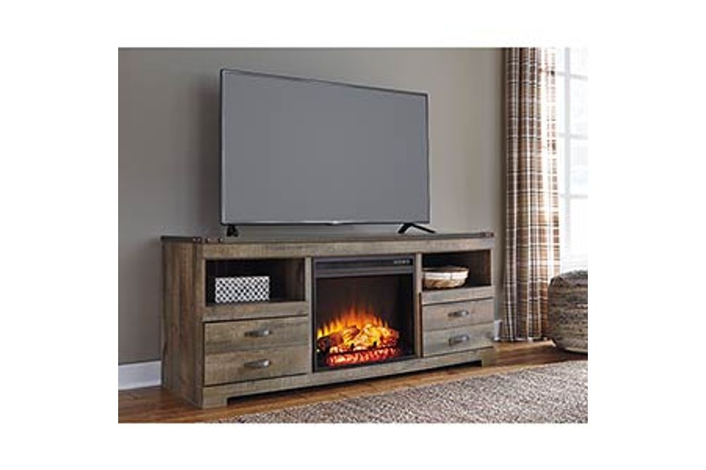 Signature Design by Ashley Trinell 63 Inch Electric Fireplace TV Stand- Room View