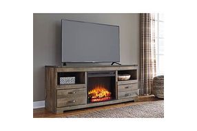 Signature Design by Ashley Trinell 63 Inch Electric Fireplace TV Stand- Room View