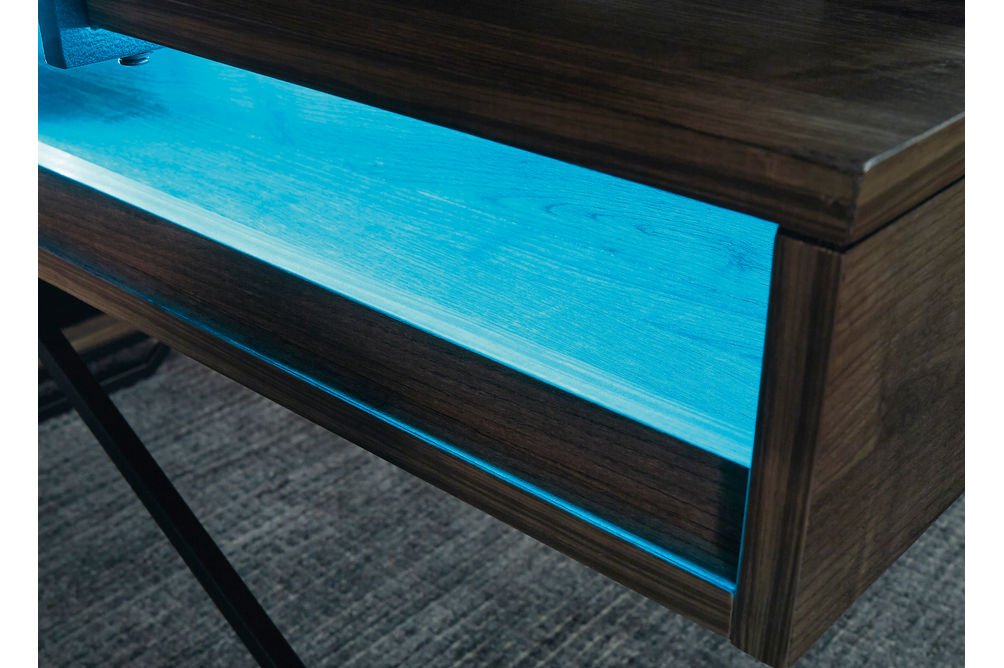 Signature Design by Ashley Barolli-Gray Gaming Desk- LED Back light