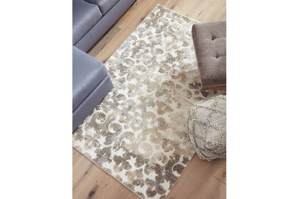 Signature Design by Ashley Jiro Brown-Cream Indoor Accent Rug -  Sample Room View