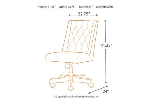 Signature Design by Ashley Graphite Swivel Home Office Desk Chair- Dimensions