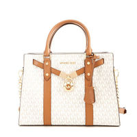 Michael Kors Nouveau Hamilton Large Logo Satchel - Vanilla