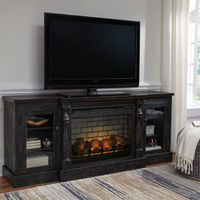 Signature Design by Ashley Mallacar 74 Inch Electric Fireplace TV Stand- Room View