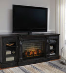 Signature Design by Ashley Mallacar 74 Inch Electric Fireplace TV Stand- Room View