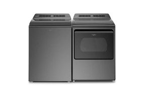 Whirlpool Chrome Shadow 4.8 Cu. Ft. Top Load Washer and 7.4 Cu. Ft. Gas Dryer