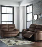 Signature Design by Ashley Bolzano-Coffee Reclining Sofa and Loveseat- Room View