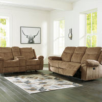 Signature Design by Ashley Huddle Up-Nutmeg Reclining Sofa and Loveseat- Room View