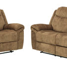 Signature Design by Ashley Huddle Up-Nutmeg Reclining Sofa and Loveseat