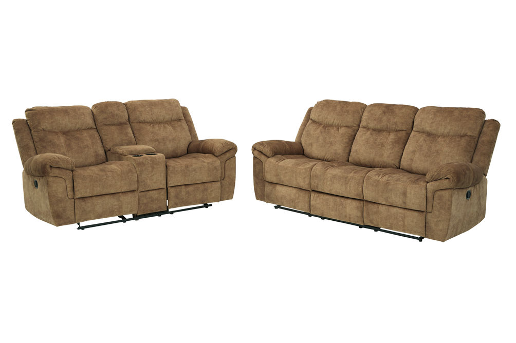 Signature Design by Ashley Huddle Up-Nutmeg Reclining Sofa and Loveseat