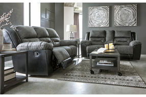 Signature Design by Ashley Earhart-Slate Reclining Sofa and Loveseat - Sample Room View