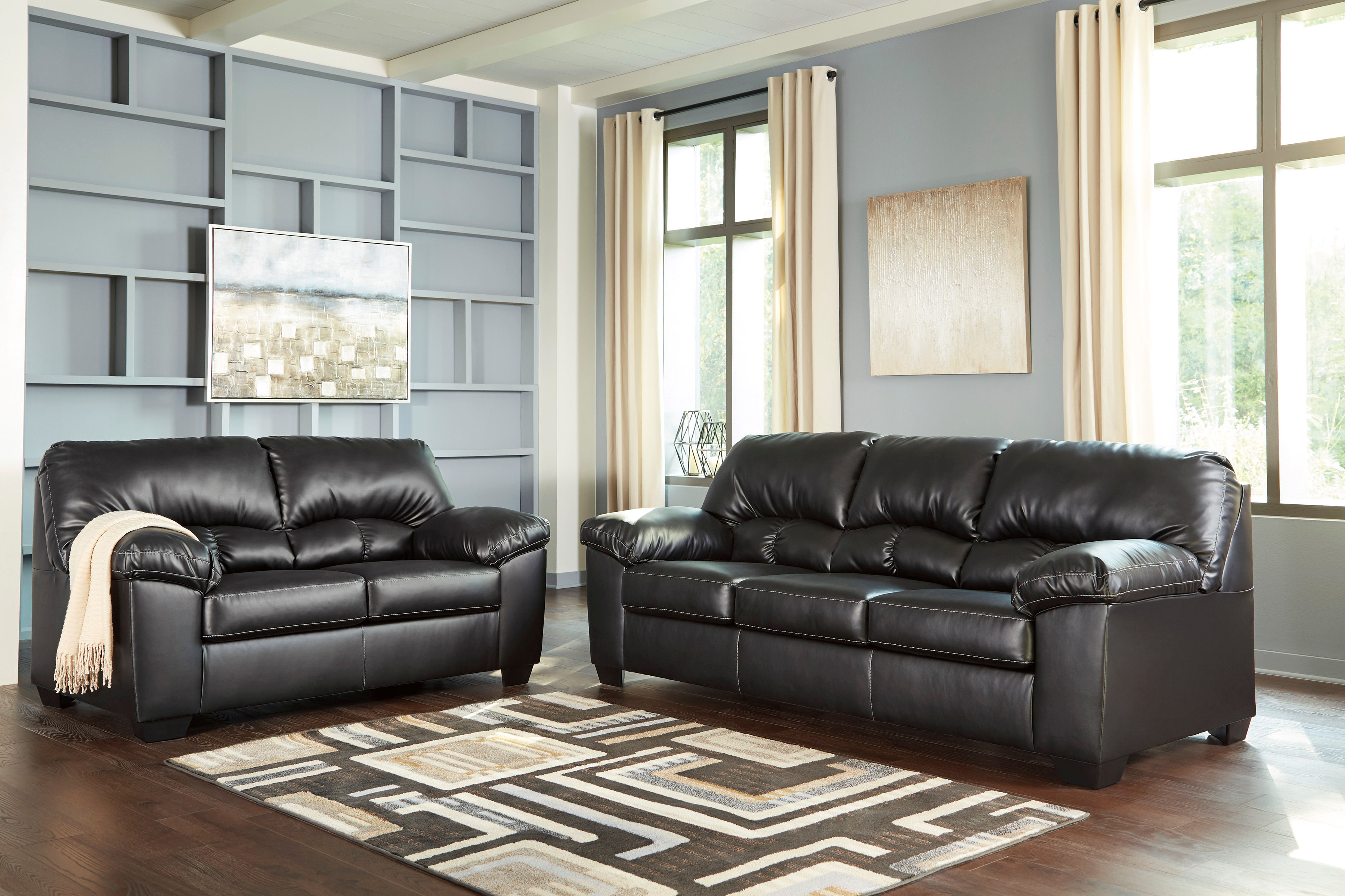 Rent Benchcraft Brazoria Black Sofa And Loveseat Same Day Delivery At Rent A Center