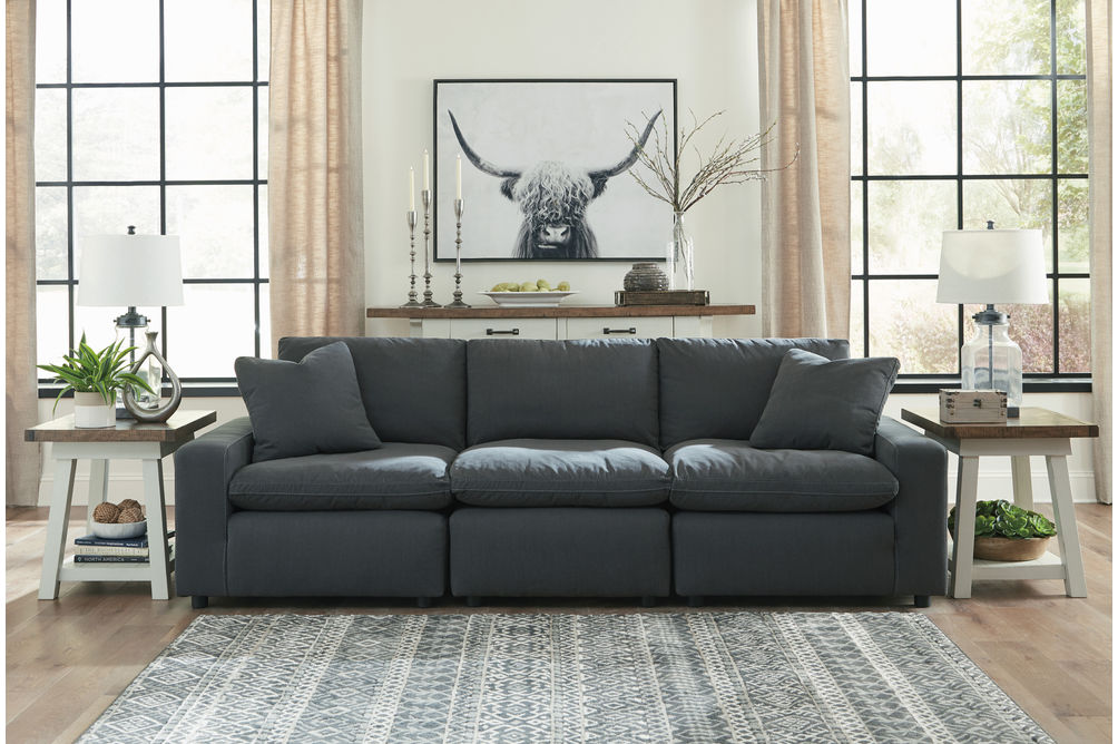 Signature Design by Ashley Savesto-Charcoal 3-Piece Sectional- Room View