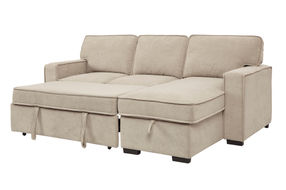 Signature Design by Ashley Darton-Cream Sofa Chaise with Storage- Sleeper View