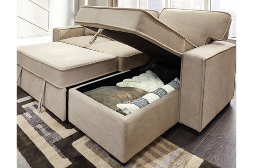 Signature Design by Ashley Darton-Cream Sofa Chaise with Storage- Storage View