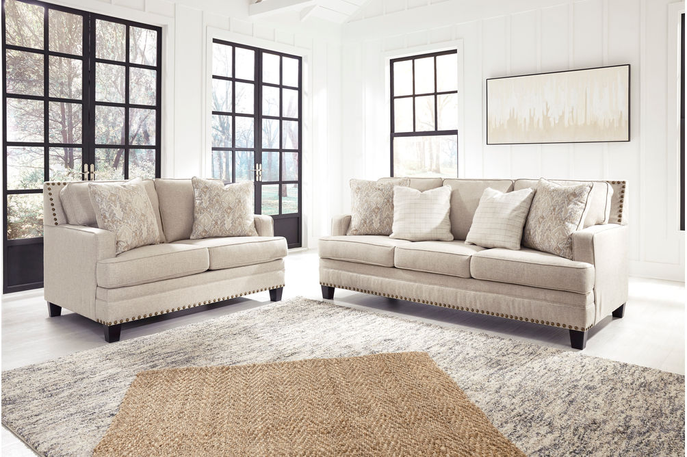 Benchcraft Claredon-Linen Sofa and Loveseat- Room View