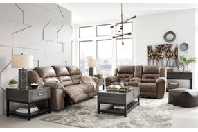 Signature Design by Ashley Stoneland-Fossil Reclining Sofa and Loveseat - Sample Room View