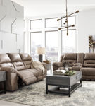 Signature Design by Ashley Stoneland-Fossil Reclining Sofa and Loveseat - Sample Room View