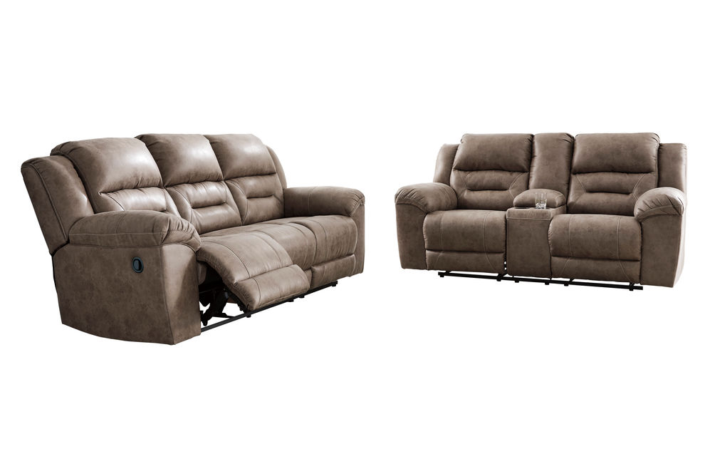 Signature Design by Ashley Stoneland-Fossil Reclining Sofa and Loveseat