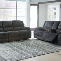 Signature Design by Ashley Draycoll Slate Reclining Sofa and Loveseat - Room View